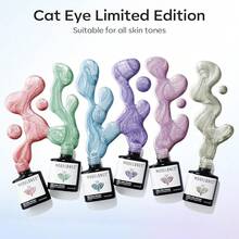 Cat Eye Gel Nail Polish Set, 6 Colors 9D Glassy Cat Eye Glitter Gel Polish Black Red Purple Blue Silver Brown Nail Polish All Seasons With Magnet Soak Off Led DIY Salon Gift-842643 - AA2GalaxyCatEye - 查看 5