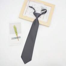 1pc JK Tie, Korean/Japanese Style School Uniform Tie, Black/Dark Grey/Navy, Clip-On Short Tie, (Color Random) For Dress For Christmas Decor,Festival,Travel - Black - View 8