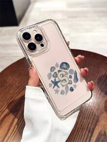 1pc Minimalist Fashion Shell, Starfish, Seashell Letter S Space Shell Transparent Shockproof TPU Phone Case, Compatible With Apple XS/XS Max/XR/11 12 13 14 15 16 Pro/Pro Max/14 15 16 Plus, Can Be Given As Holiday Gift To Partner And Friends