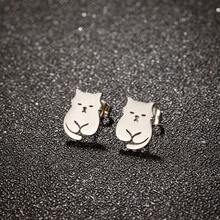1 Pair Of Stainless Steel Small Animal Earrings, Simple And Cute Pet Cat And Dog Stud Earrings Suitable For Women, Suitable For Daily Wear, Jewelry Gift - Silver - View 14