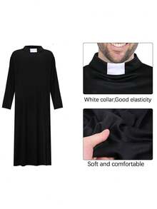 Zombie Priest And Nun Costume Set - Lncludes Robe, Plastic Cross, Stickers, Face Painting, Halloween Adult Costume For Costumes Party, Suitable For Carnival. Halloween Demon Exorcist Party Role Play - Multicolor - View 9