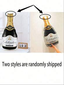 1PC 创意香槟瓶形铝箔气球，派对用品，节日装饰，生日派对用品，家居装饰，场景布置，婚礼用品 - 彩色 - 查看 9