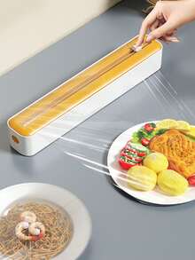 1个二合一厨房保鲜膜分配器，带切割器的塑料保鲜膜分配器，家用保鲜膜切割器，铝箔和保鲜膜切割盒，保鲜袋切割盒，带切割器，带滑动切割器的塑料保鲜膜分配器