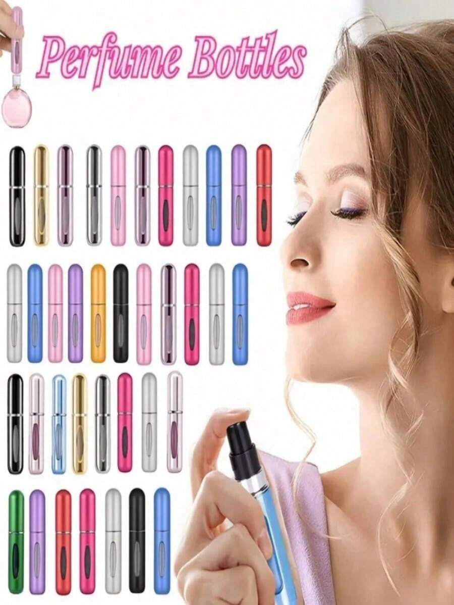 Refillable Perfume Atomizer Spray Bottle, Perfume Bottle Single Pack, Shiny Pink Fragrance Bottle Sprayer Pump Storage Container, Portable Mini Perfume Dispenser For Travel, Purse, Gym, Living Room, Bedroom, Bathroom, Home Decor, Wedding, Party, Birthday, Valentine's Day, Christmas Gift For Women, Men, Teens, Mom, Dad, Friend, Luxury Accessory, Fun Unique Gift Idea - 彩色 - 查看 1