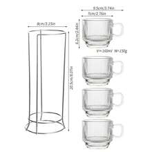 4 件套玻璃茶杯、咖啡杯套装、可堆叠马克杯套装 - 易于清洁的玻璃材质，配有金属支架，非常适合热可可和节日聚会，可用洗碗机清洗，适合盛放苹果酒、咖啡或茶 - 彩色 - 查看 14