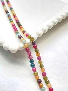 Vintage Colorful Beryl Beaded Necklace, Bohemian Style Bead Choker Necklace With Natural Stones, Gift For Women, Mother's Day Gift