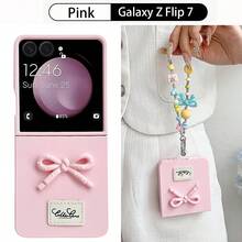 keshengtai Bow-Knot 1 件糖果色蝴蝶结手机壳和 1 件手链套装适用于三星 Galaxy Z Flip7 6 5 4 3 5G 防水防震防摔防刮 - 粉色 - 查看 17