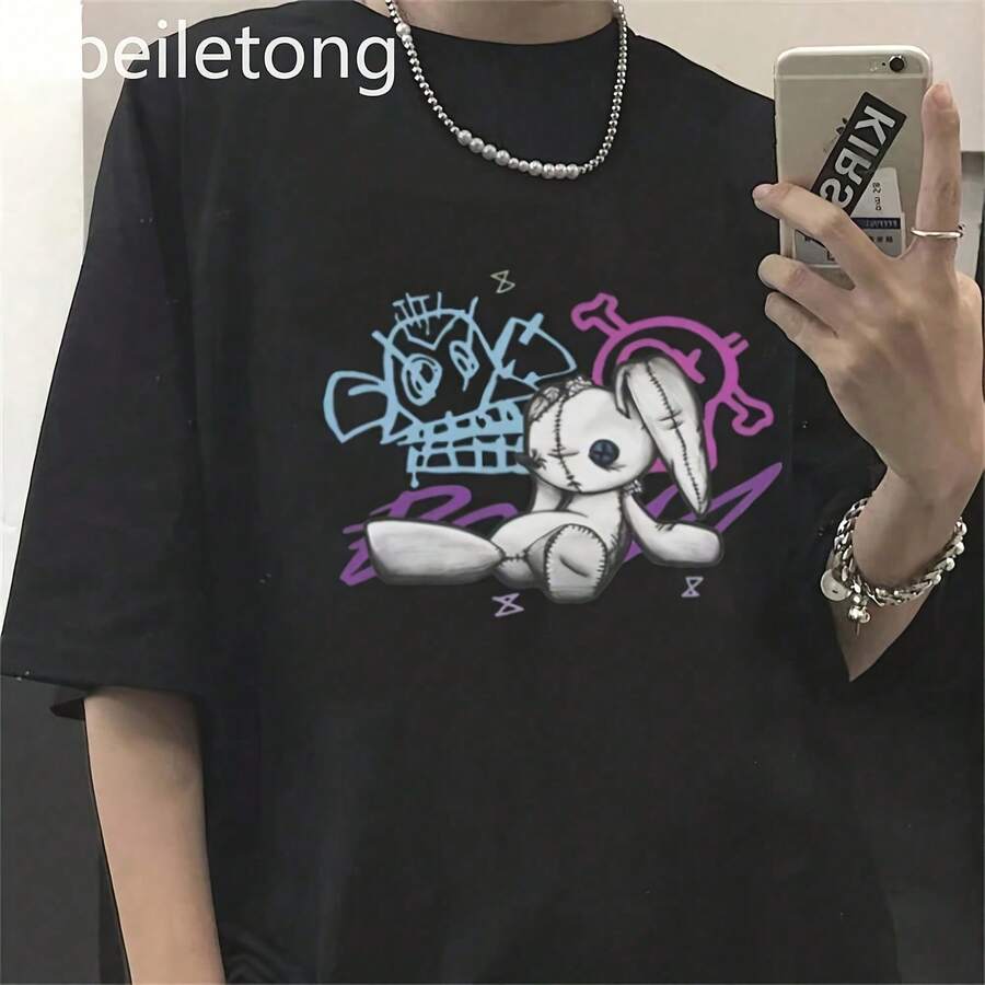 Jinx Arne Monkey Anime Cosplay S Wo  Uni Grunge Aesthetic Short Sve 100% Cotton Print S8 - 黑色4 - 查看 1