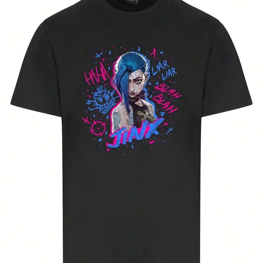 Jinx Arne T-Shirt 220G Pure Cotton T-Shirt - Sual Style, Perfect For Fall And Winter, A Thoughtf29 - Black 6 - View 1