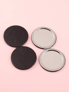 Runder schwarzer PU Make-up Spiegel, modisch & minimalistisch, geeignet für Abschluss, Geburtstag, Party, Valentinstag, Muttertag, Geschenk für Mutter, Vater, Freundin, beste Freundin, tragbarer Kompaktspiegel für Touchups jederzeit