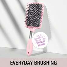 Velvet Touch Paddle Cushion Hair Brush - Detangling Hairbrush - Curly Or Straight Styles - Men Or Women - Detangler - Features Soft Touch Handle - Blush Pink,11757298 - Màu Hồng  Dưa hấu - Xem 5