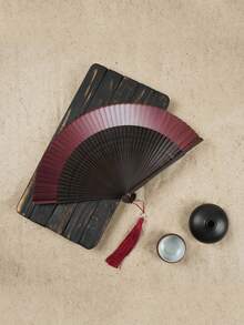 1 件可折叠扇子手持扇带流苏适用于户外旅行舞蹈表演旗袍着装配饰拍照道具