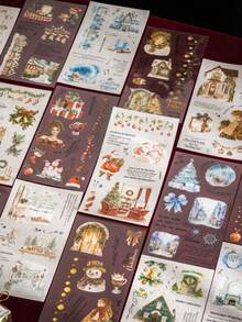 18 adesivos recortados com tema de Natal, material duplo, adequados para scrapbooking, presentes, escritório, casa, etiquetagem, etiquetas, sala de aula, brinquedos, agenda de estudantes, decoração vintage criativa faça você mesmo