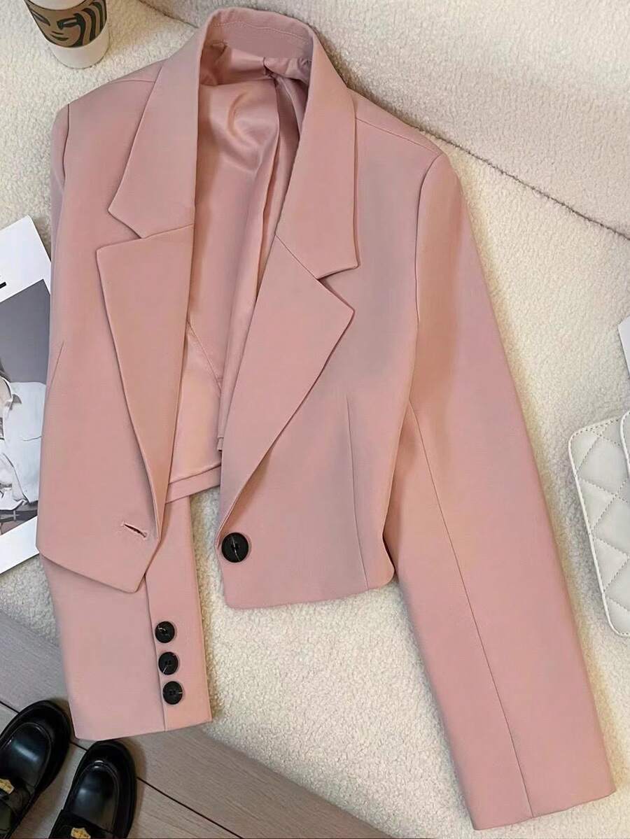 Áo blazer nữ màu hồng cổ chữ V tay dài cài một nút, kiểu dáng thường ngày, thích hợp cho tiệc chiêu đãi, đám cưới, liên hoan, dã ngoại, ngày lễ tình nhân hoặc các lễ hội và sự kiện quan trọng khác, mùa xuân, ngày lễ tình nhân, lễ hội hóa trang, đi biển, sinh nhật.