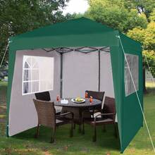 MCC Direct Pop-Up Gazebo 2m X 2m With Sides Silver Protective Layer Waterproof Marquee Canopy WS - Green - View 1