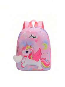 Customized Backpack With Personal Name Print, Multi-Pocket Design, Mermaid And Unicorn Prints, Back To School - Text 2 Stroke - View 21