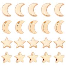 MAGICALCUTDIE 1box 100pcs 2 Style Alloy Beads Golden For Jewelry Findings Moon Star Mixed Patterns 9~11.5x8~9.5x3mm Hole: 1.6~2mm 50pcs/Style - 金色 - 查看 1