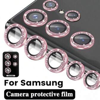 1 件闪光相机镜头保护膜适用于 Galaxy S23 Ultra 闪亮水钻相机玻璃适用于 Galaxy S21 S22 S23Plus S23 S23Ultra S23 S24 S25 镜头膜礼物适合生日、家人、朋友闪亮水晶、镜头保护膜、手机配件防水防震防摔防摔防刮防指纹全覆盖