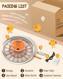 30 Egg Incubator With Automatic Turner, Digital Temperature And Humidity Display, And Built-In Egg Candler For Hatching Chickens, Quail, And Ducks - Xem 8