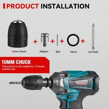 ONEVAN Electric Screwdriver, 1/2 Inch 3-Function Brushless Electric Impact Wrench Cordless Screwdriver Electric Drill - 附配件套裝 - 查看 3