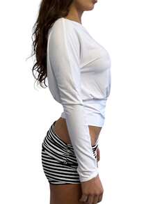 Women's Striped Polka Dot Mini Shorts Low Waist Slim Fit Bottom Casual Shorts - màu đen - Xem 3