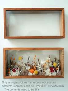 1个13*26厘米亚克力方形相框 - 透明镂空设计，深色木纹装饰，简约风格，适合DIY展示：小型摆件、植物标本、照片和书法装饰 - 深木色 - 查看 2