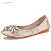 KUNWFNIX Womens Ballet Flats Shoes Comfortable Bowknot Pointy Toe On Wedding Flats Dress Flats Shoes For Women - Nơ ngọc trai vàng - Xem 2
