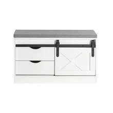 SoBuy Hallway Shoe Bench Shoe Rack Shoe Cabinet With A Sliding Door And Seat Cushion White W80 X D30 X H49cm FSR153-W - White - View 4