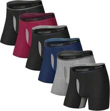 IGOLUMON Boxer Hombre 6 Piezas Calzones De Hombre Transpirables Boxer Hombre Bambu Ropa Interior Hombre Boxer Deportivos Hombre con Bragueta - 3*negro 1*gris 1*azul marino 1*rojo dátil - Ver 4