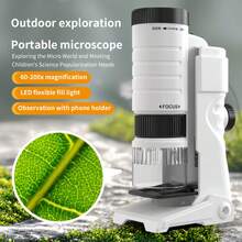 Mikroskop przenośny dla dzieci, zabawka do eksperymentów naukowych na świeżym powietrzu, odpowiedni dla uczniów szkół podstawowych i średnich, ręczny mikroskop do próbek i badań chemicznych, prezent urodzinowy/święta/Halloween/Boże Narodzenie dla chłopców i dziewcząt, wielokrotnego użytku