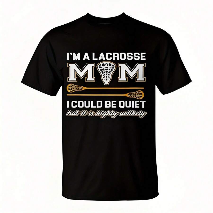 Lacrosse Mom Lacrosse Gifts T-Shirt 220g High-Quality Pure Cotton T-Shirt With Minimalist Art Patte28 - 黑色3 - 查看 1