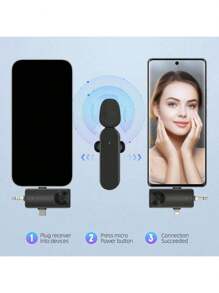 Microphone Lavalier sans fil pour Smartphone, camera, ordinateur portable/PC, Microphone sans fil Plug-Play pour l"enregistrement vidéo/ audio, Microphone pince-cravate pour interview/Vlog/enseignement