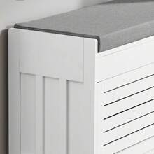 SoBuy FSR102-W, Shoe Rack Shoe Bench Shoe Cabinet With Folding Padded Seat And 2 Doors, W90 X D33 X H50cm - White - View 6