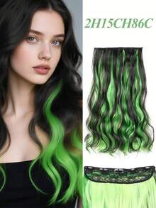 Peluca sintética ondulada de 18 pulgadas, extensiones de cabello con 5 piezas de clip, hechas de fibra sintética, resistente al calor, disponible en negro/rojo, adecuado para uso diario y vacaciones - Multicolor - Ver 10