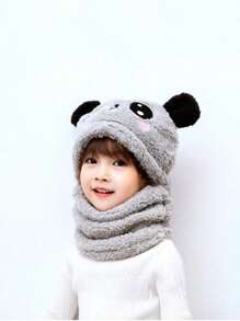 1pc Kids Earflap Hat, Autumn/Winter Warm Windproof Cute Ear Design Beanie Scarf Set For Boys & Girls - Multicolor - View 8