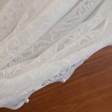 Elegant White Bohemian French Romantic Beaded Sheer Bed Canopy, Handmade Beaded Lace Headboard Curtain, Floral Ruffle Design With Stand Set, Cozy Bedroom Privacy Protection Curtain, Luxurious Jacquard Fabric, Polyester Curtain, Machine Washable, Bedding