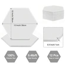12 PCS White Hexagonal Soundproof Panels Self-Adhesive Wall Decoration Stickers For Recording Studio Home Theater Office - White - View 3