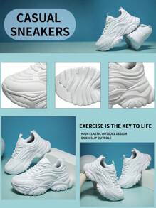 Women's Fashionable Lightweight Breathable Sports Shoes, Lace-up Mesh Tennis Shoes With Chunky Sole
