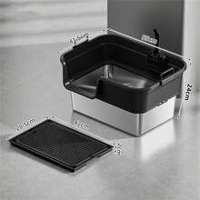 Caja de arena de acero inoxidable con tapa, caja de arena para gatos grandes de metal de gran tamaño, diseño de alto respaldo con pala y pedal, antiadherente, antifiltraciones, fácil de limpiar-ligera