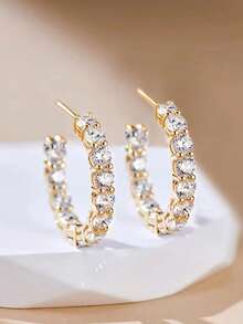 1 Pair Romantic Cubic Zirconia Earrings, Wedding Engagement Anniversary Party Jewelry Gift For Women - 4# - View 6
