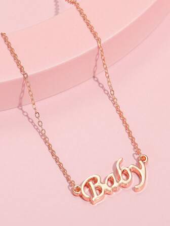 1pc Girls' Minimalist Alloy Baby Pendant Necklace, Fashion Clavicle Chain Suitable For Daily Wear, Festivals, Parties, Gifts