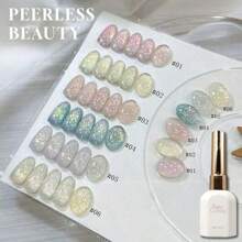 Esmalte de uñas de platino con diamantes Miss Comoy de 15ML, nuevo modelo popular de 2025, el tamaño de los destellos de purpurina hace un degradado de color brillante, se necesita lámpara de secado de luz ultravioleta, manualidades de uñas, pegamento de uñas comúnmente usado en salones de uñas