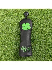1pc Golf Club Head Cover With Lucky Four-Leaf Clover Pattern: Durable, Golf Club Accessory Protective Sleeve To Provide The Best Protection For Your Golf Club - Black - View 9