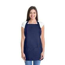 Aprons Commercial Restaurant Home Residential Bib Spun Poly Cotton - 3 Pockets - Navy Blue - View 2