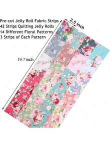 42 miếng vải vuông cắt sẵn - Vải dải họa tiết hoa cổ điển 6.5*50cm - Thích hợp cho may vá, làm sổ lưu niệm, đồ thủ công DIY, trang trí nhà cửa - Không lãng phí, chất liệu bền, vật tư may vá chất lượng cao - Hoa cổ điển - Xem 3