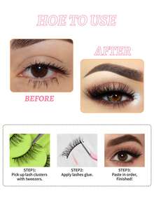 7 Pairs Soft And Fluffy Natural-Looking 3D Faux Mink Eyelashes Makeup Set, False Eyelash Extensions For Lengthening And Volumizing Short Lashes Strip Lashes,Lashes,Eyelashes,Fake Lashes