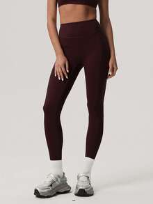 Sodalemon Quần legging thể thao nữ chạy bộ, tập luyện, không đường may phía trước, nâng mông, chất liệu nhẹ, size EU, dành cho hoạt động ngoài trời, mùa xuân. - Màu Đỏ Sâu - Xem 9