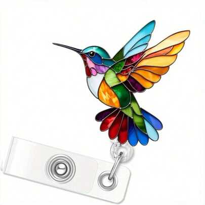 Bee Hummingbird Badge Roll Extendable With ID Clip Acrylic Badge Holder, Suitable For Medical Nurse Teacher Office Staff Name Tag Badgeip