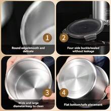 1pc/3pcs Stainless Steel Sealed Container Drum; Kitchen Bucket; Fresh Grain Vegetable Pasta Kitchen Food Organizer, Tea Set.