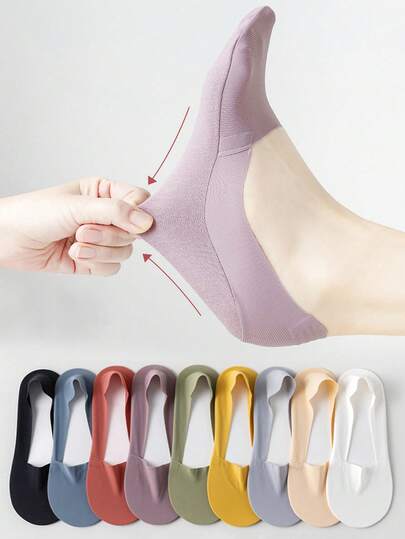 5 Pairs Women Invisible Ice Silk Socks Summer Colorful Ultra Thin Breathable No Show Socks Non Slip Hidden Low Cut Liner Socks (Without Cardboard)